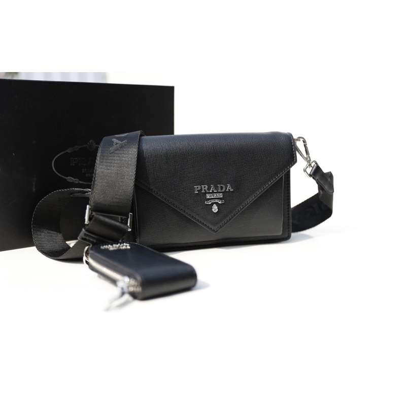 Túi đeo chéo Prada kèm ví size 19cm fullbox chất da xước fullbox