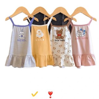 Bg109- váy cotton 2 dây chéo lưng sn bé gái