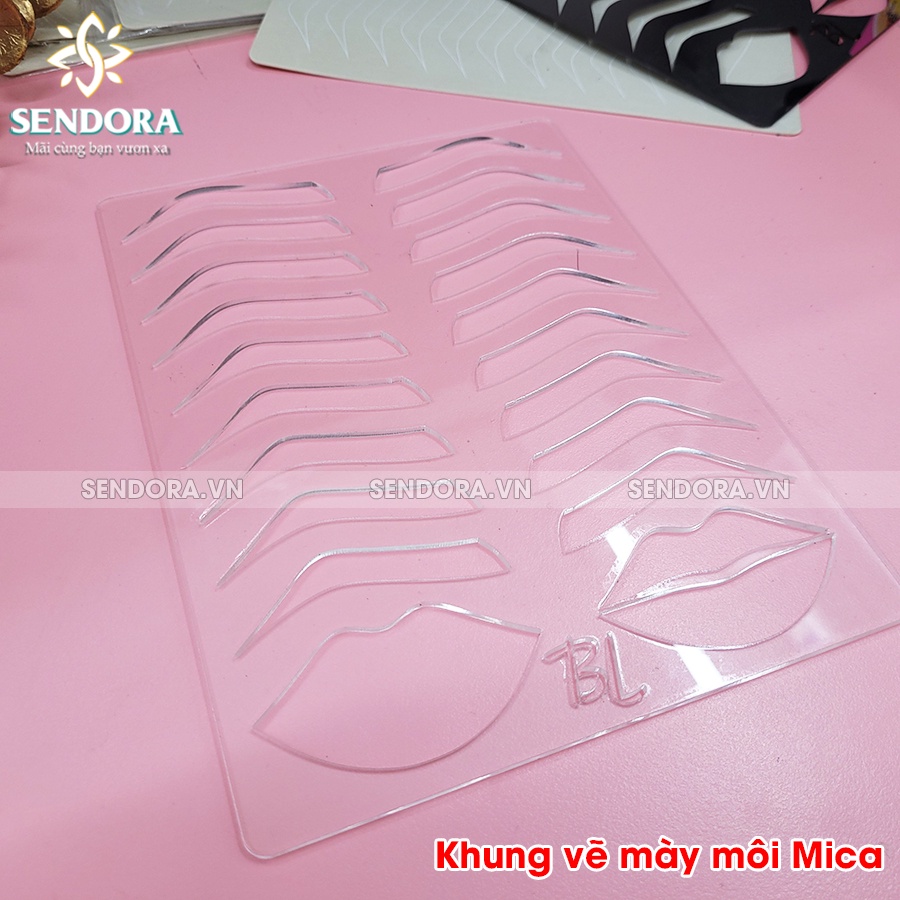 Khung vẽ chân mày, môi tập trên da giả - Khuôn kẻ mày inox 10 dáng