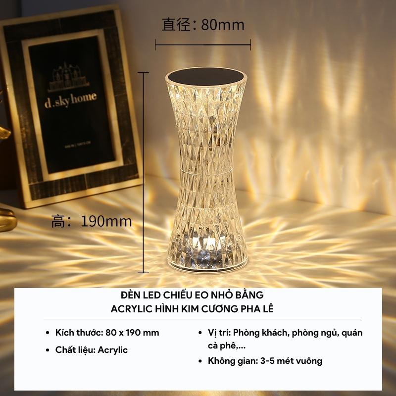 Đèn LED Chiếu Eo Nhỏ Bằng PMMA Hình Kim Cương Pha Lê Ấm Áp Trang Trí, Có remote điều khiển từ xa