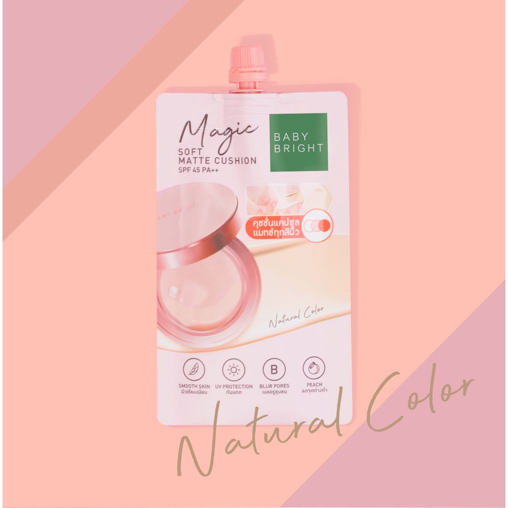 Phấn Nước Baby Bright Magic Soft Matte Cushion SPF45 PA++ Tự Điều Chỉnh Màu Da Tip 7g