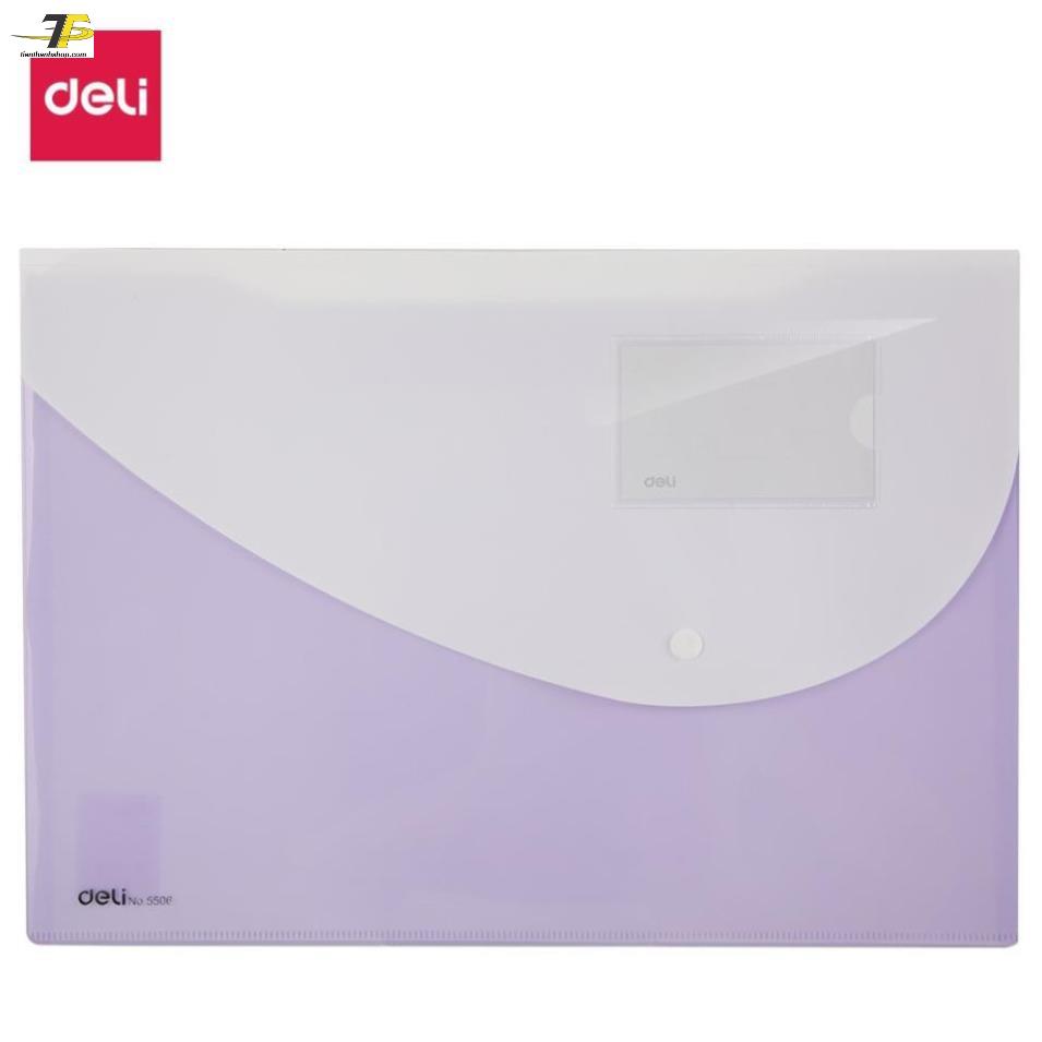 Túi hồ sơ A4 Deli, Đỏ/Cam/Xanh dương/Tím/Xanh lá cây - 1 chiếc - E5506