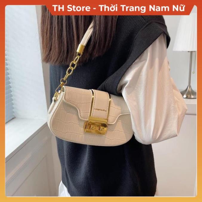 Túi xách nữ kẹp nách đeo chéo , Túi sách đeo vai da pu cao cấp vân đá trơn phong cách thời trang Hàn Quốc TH Store