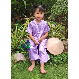 Bộ bà ba lửng cho bé vận động - vải phi bóng - màu tím
