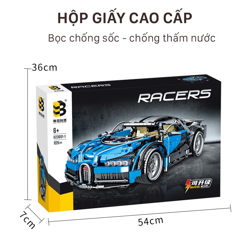 Bộ đồ chơi lắp ráp mô hình xe đua Bugati Chiron Limited TC1299, Xếp hình đồ chơi thông minh cho bé