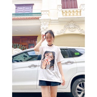ÁO THUN NỮ TAY TAY FORM RỘNG SIÊU XINH| MẪU CÔ GÁI ĐEO KÍNH