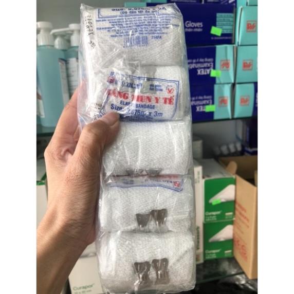 Cuộn Băng Gạc Co Giãn BẢO THẠCH,băng chun,Băng thun vải y tế co giãn  Bảo Thạch
