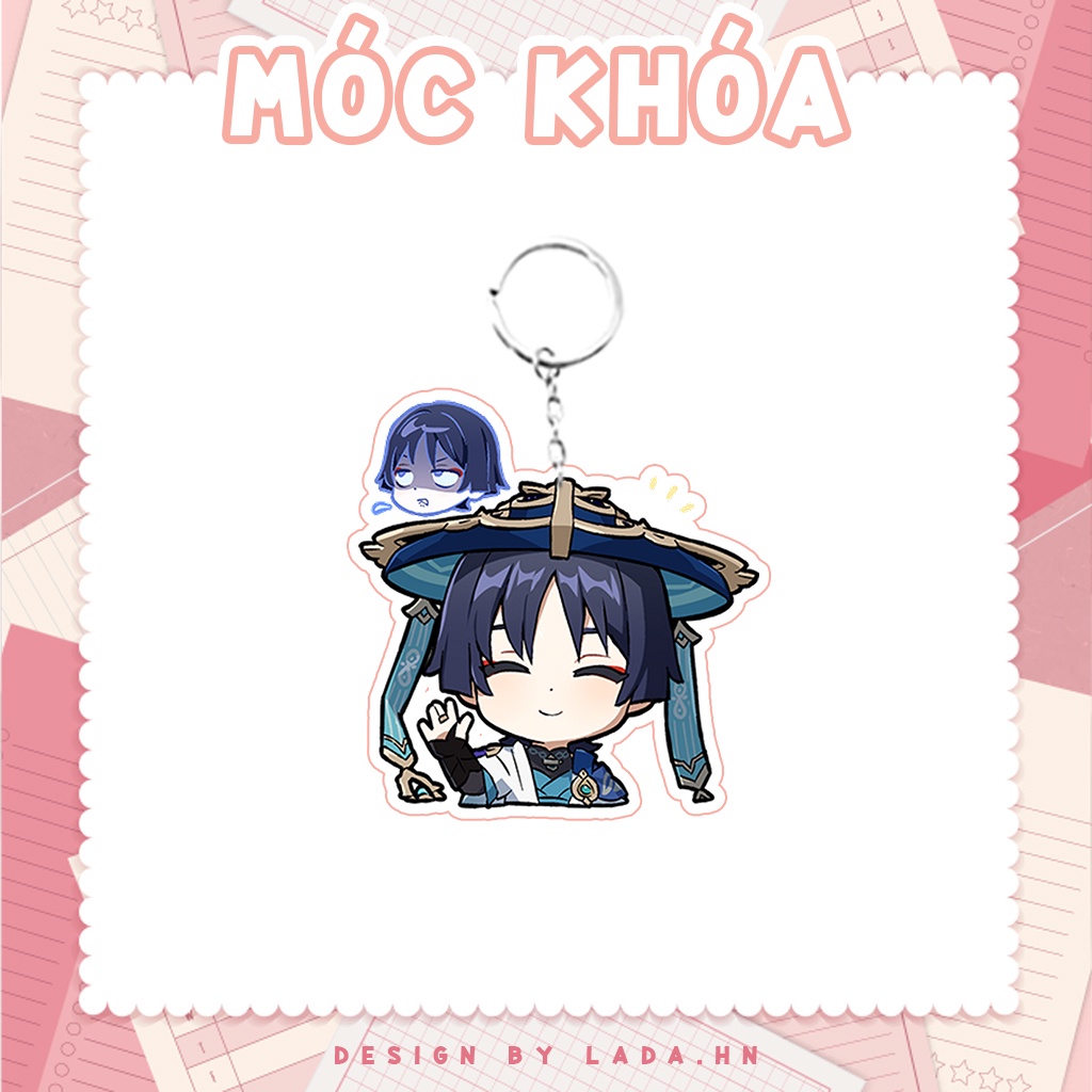 Móc khóa mô hình standee đứng để bàn Wanderer Genshin Impact Lada anime đáng yêu chibi trang trí quà tặng