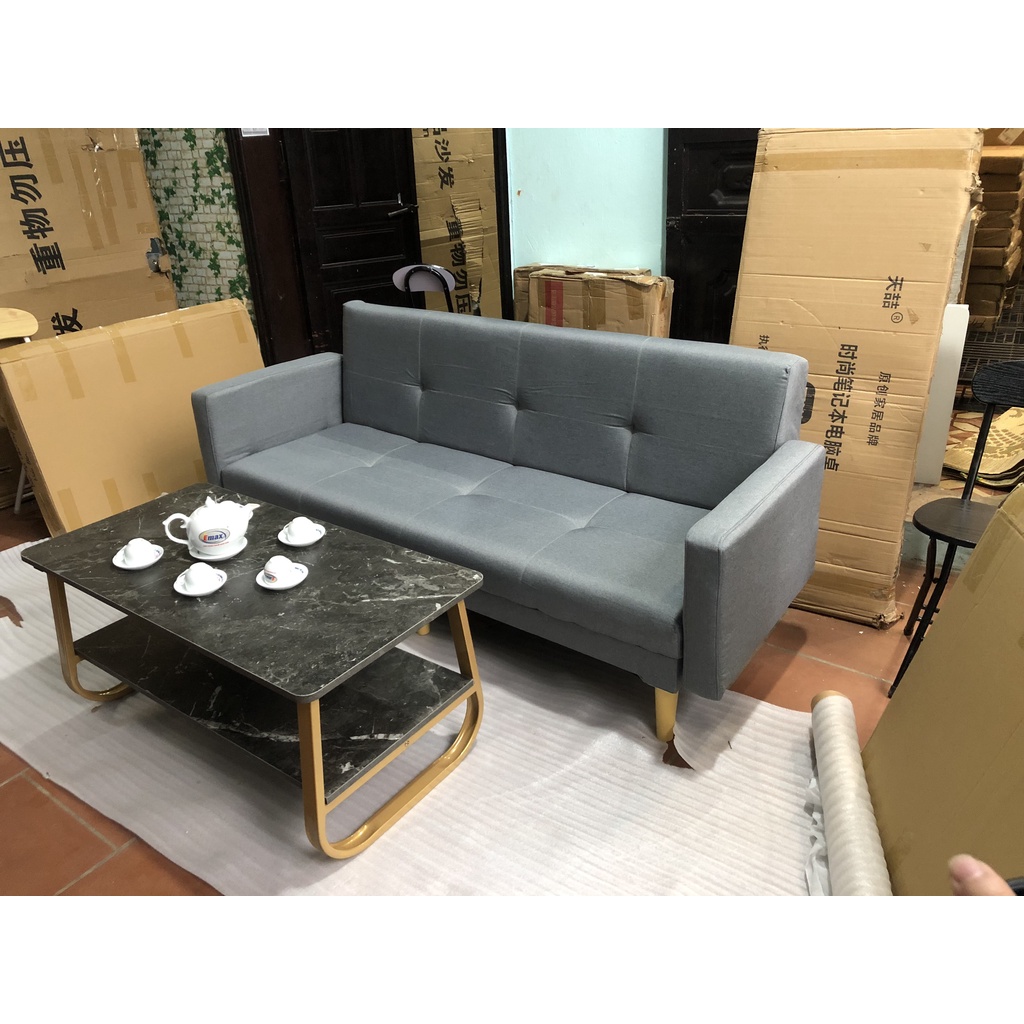 Bàn trà sofa phòng khách mặt gỗ họa tiết vân đá KT:100x50x42,Bàn uống nước 2 tầng khung thép chịu lực | BigBuy360 - bigbuy360.vn