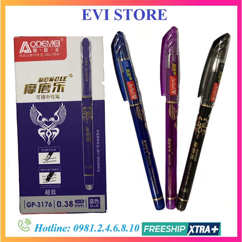Bút gel nước xoá được AODEMEI GP3176 nét 0.38mm / Bút 3176 có ruột thay 0.5mm I Bút bay màu trên vải khi là ủi