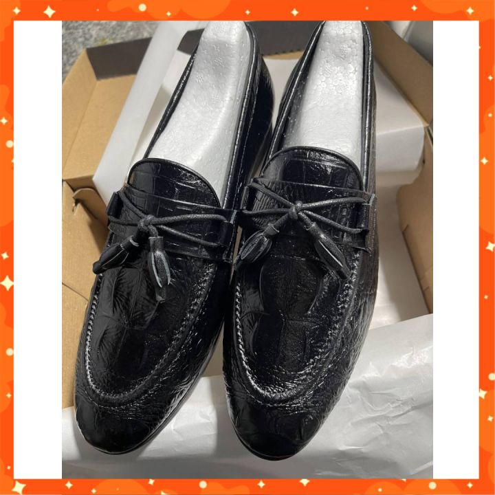 Giày Tây Lười Nam Da Bò In Vân Cá Sấu Kiểu Dáng Trẻ Trung Công Sở Phong Cách Sang Trọng, Lịch Lãm