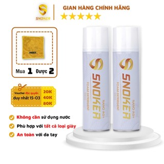 Combo 2 Bình Xịt Vệ Sinh Giày Tạo Bọt SNOKER Chính Hãng, Công Nghệ Nhật Bản, An Toàn Cho Tay, Phù Hợp Nhiều Loại Giày