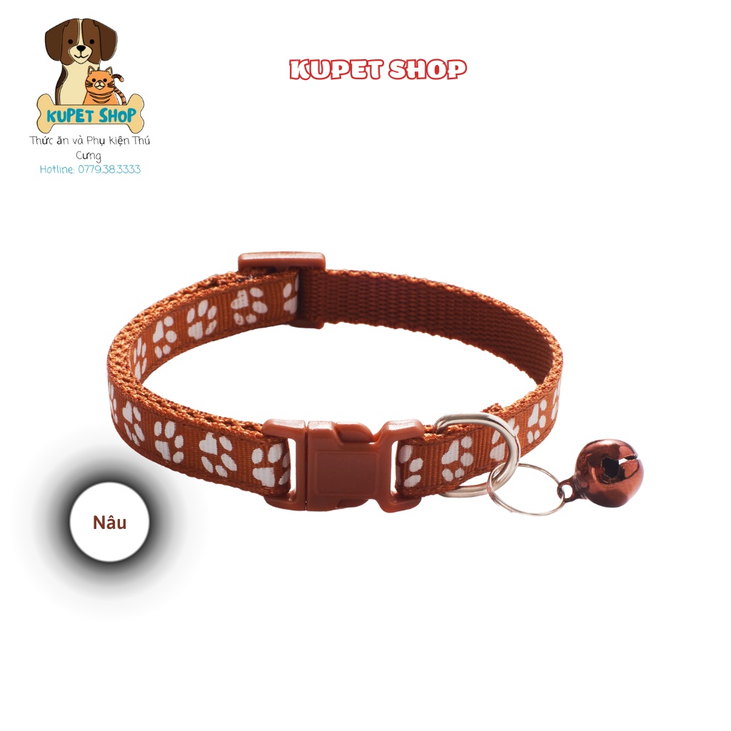 Vòng Cổ Cho Chó Mèo Chuông Bấm In Hình Dấu Chân - KUPETSHOP