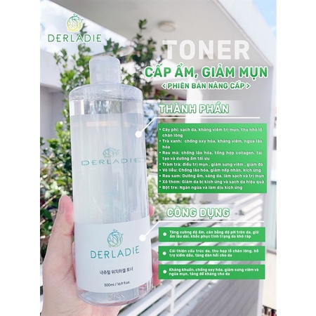 Nước Hoa Hồng chiết Xuất Cây Phỉ Derladie Natural Toner 500ml