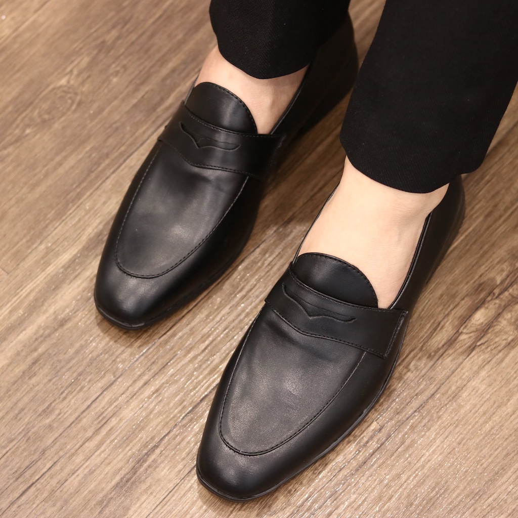 Giày Lười Nam Công Sở Da Lì Đai Khoét, Đế Cao Su Khâu Chác Chắn Bền Bỉ - Mã V3