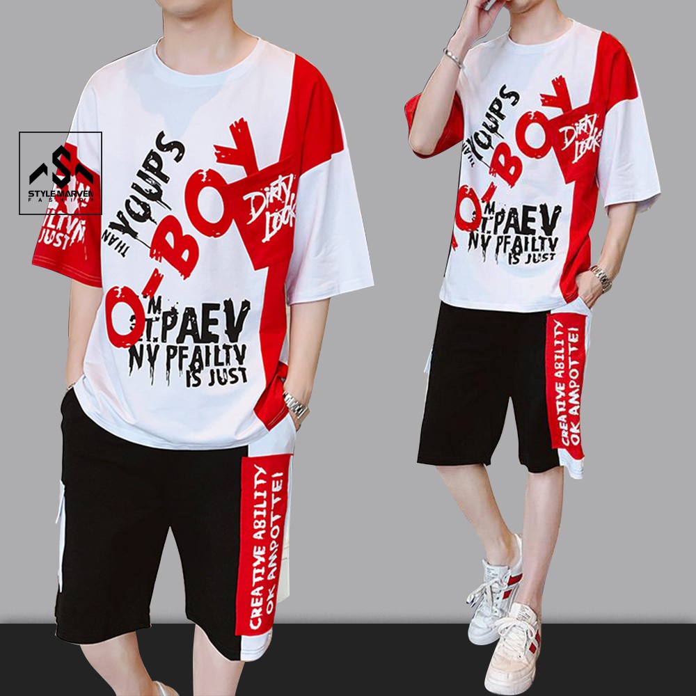 Bộ quần áo thun nam TO – BOY phối hai màu cá tính thời trang STYLE MARVEN - SET NAM 9000033
