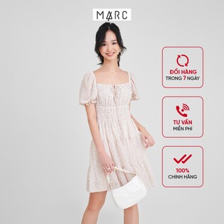 Đầm nữ MARC FASHION voan họa tiết rút nhún eo 3 tầng CBVH043321