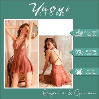 Váy ngủ voan 2 dây sexy quyến rũ gợi cảm đầm ngủ gợi cảm cho nữ mặc nhà