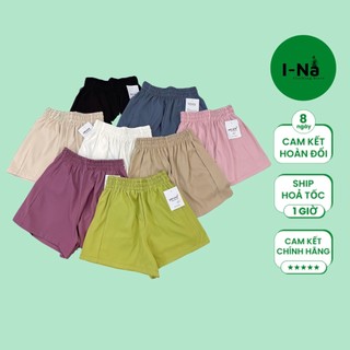 Quần short nữ cạp chun NASTORE form ống rộng chất ruby Hàn cực mát