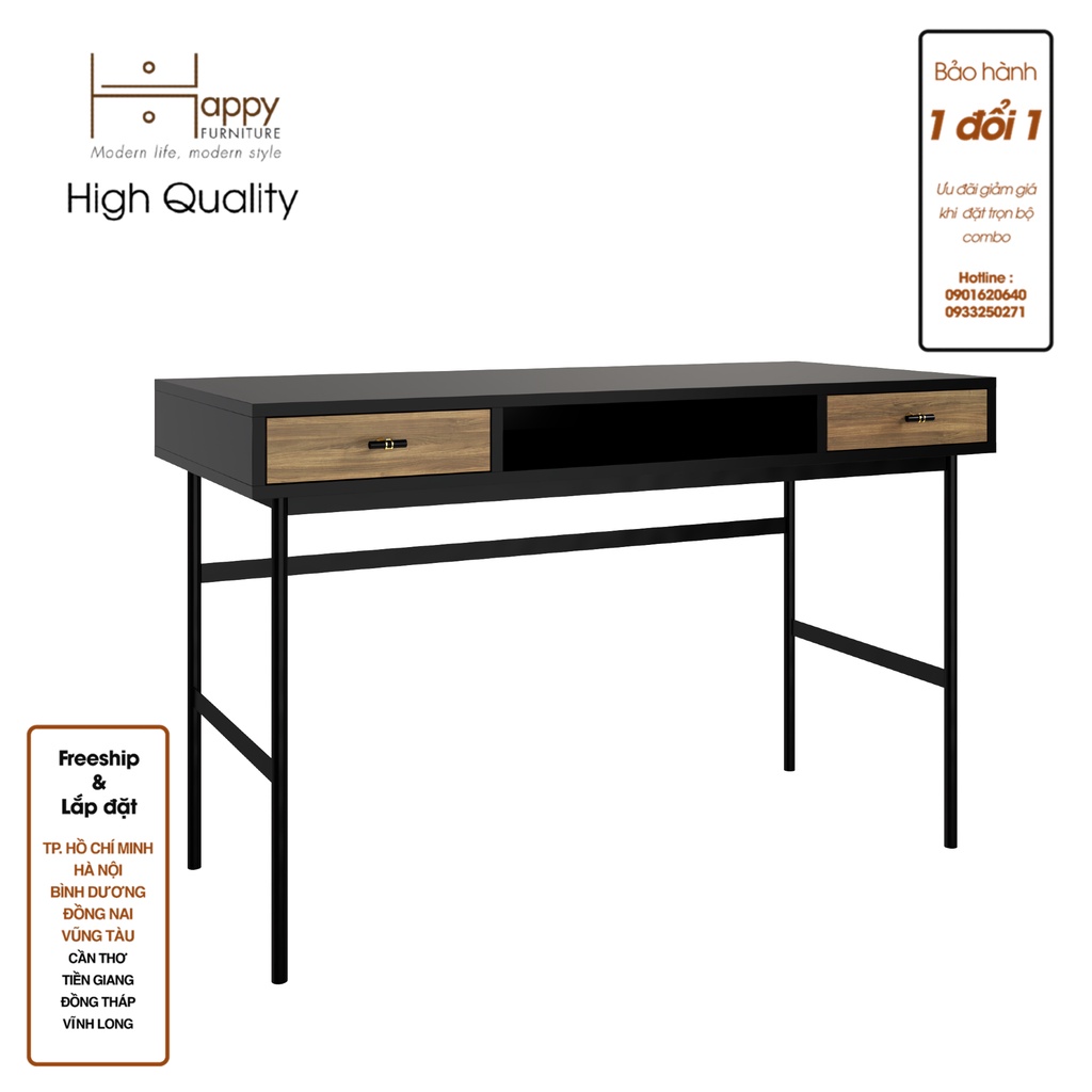 BECKY, Bàn làm việc 3 ngăn - chân sắt , 120cm x 55cm x 75cm ( DxRxC), BAN_005