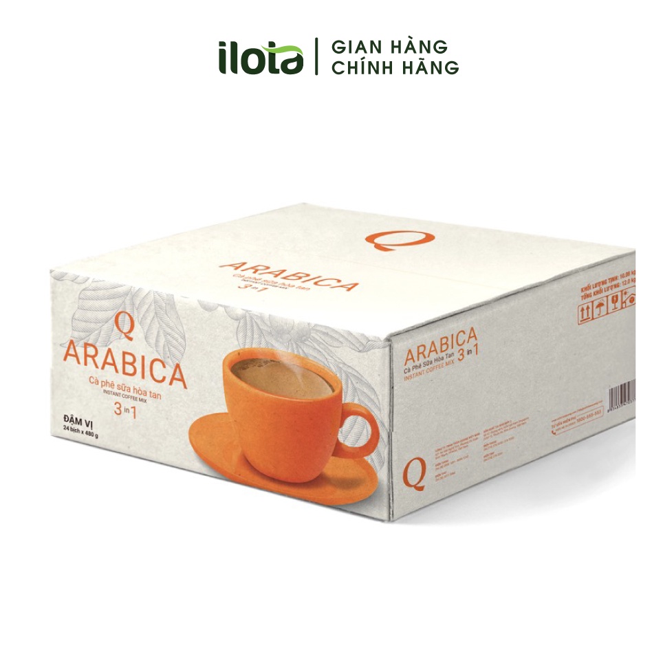 Combo 5 bịch cà phê Arabica sữa hòa tan 3in1 TRẦN QUANG uống liền 24 gói