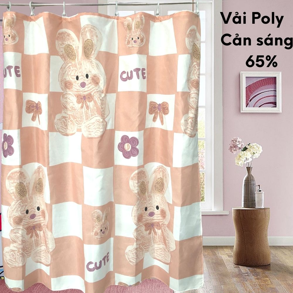 Rèm che ngăn phòng, treo cửa chắn nắng vải Poly có móc treo sẵn nhiều mẫu đủ kích thước