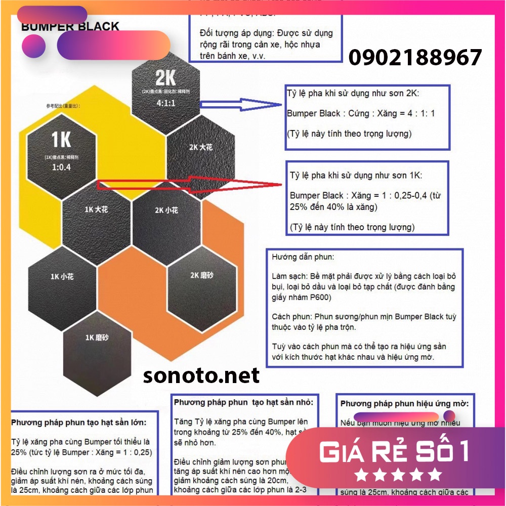 Sơn tạo sần tùy chỉnh được độ sần lon 1kg sơn oto