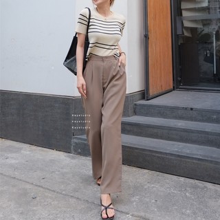 [KAYSTUDIO] ÁO SỌC CỔ TRÒN ĐEN/BE