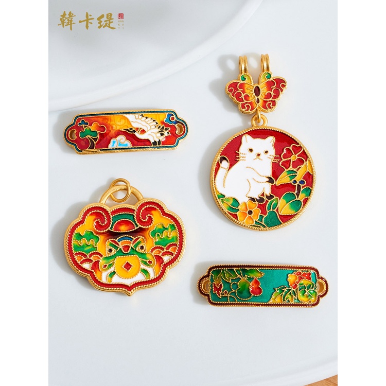 Mặt Dây Chuyền Hình Mèo May Mắn Đính Đá Thủ Công