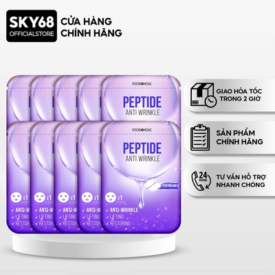 Combo 10 Mặt nạ giúp trẻ hoá, lắp đầy vết nhăn Foodaholic Peptide Anti Wrinkle Mask 23ml x 10 - PEPTIDE