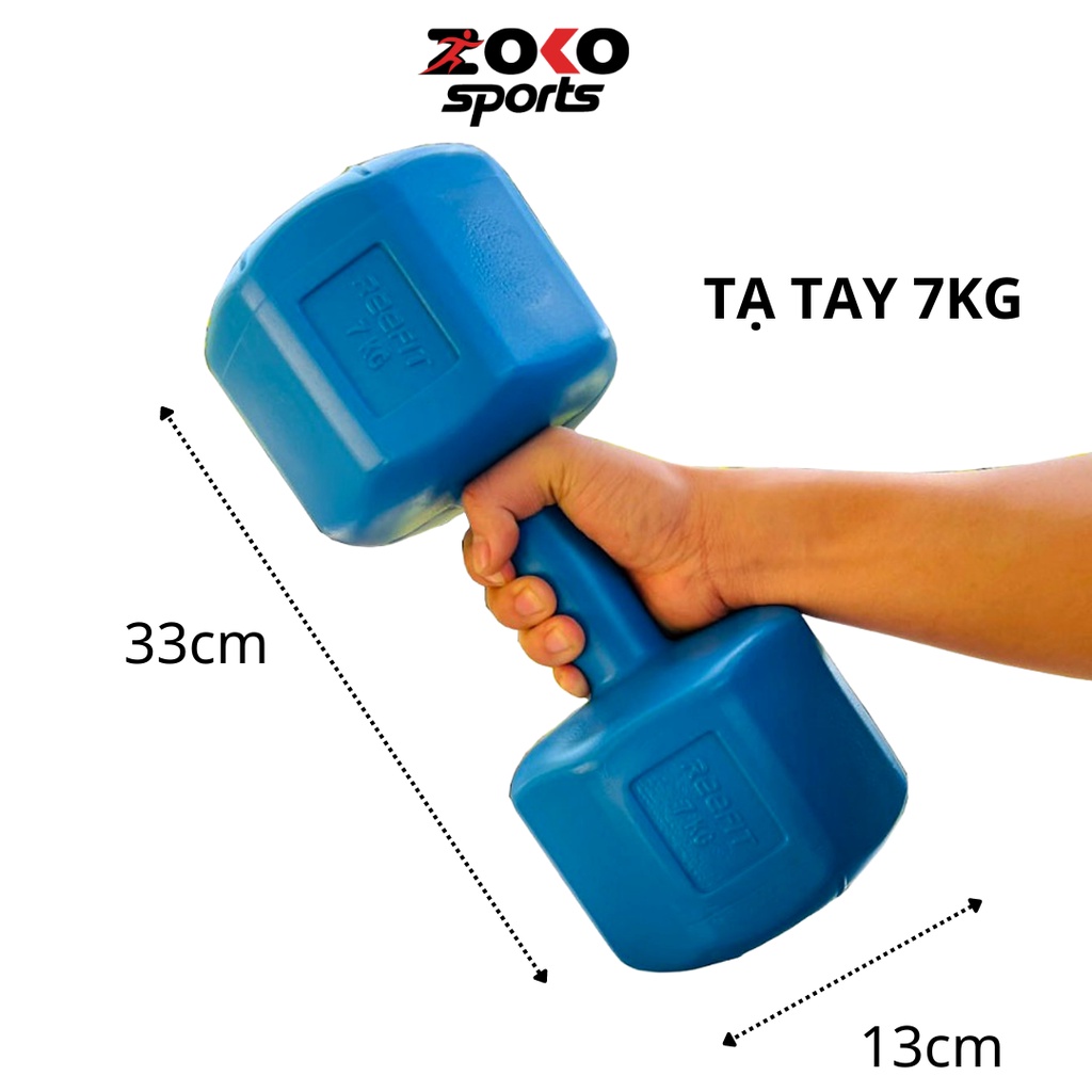 Tạ tay nhựa bát giác 5kg 7kg 8kg ruột có lõi thép chống gãy siêu bền , tạ tập gym tại nhà bọc nhựa cao cấp - ZOKO SPORT