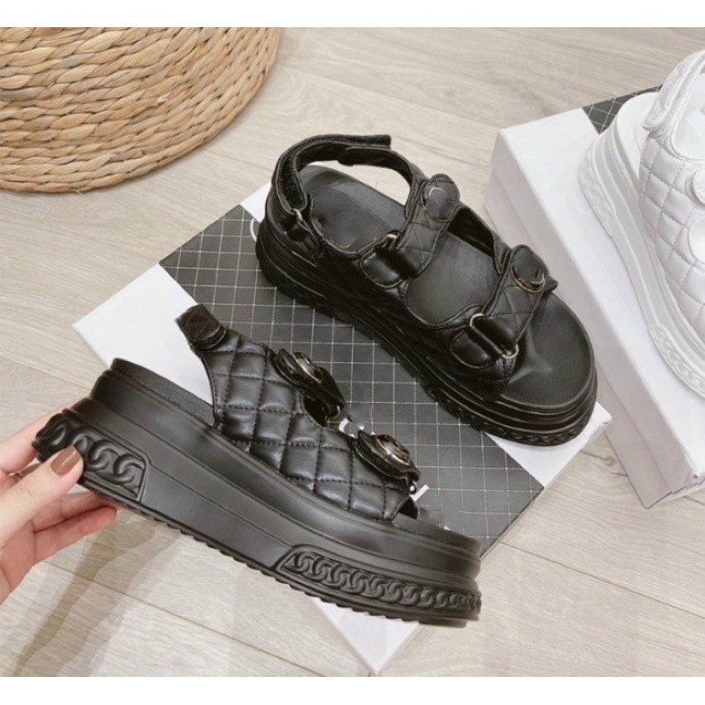 Dép Sandal Đế Bánh Mì 7P Khuy GG Chắc Chắn Siêu Nhẹ Siêu Êm Siêu Tôn Dáng