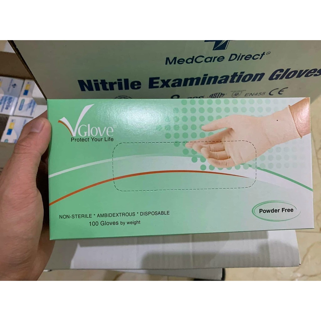 Găng tay y tế | bao tay y tế VGlove có bột và không bột hộp 100 chiếc