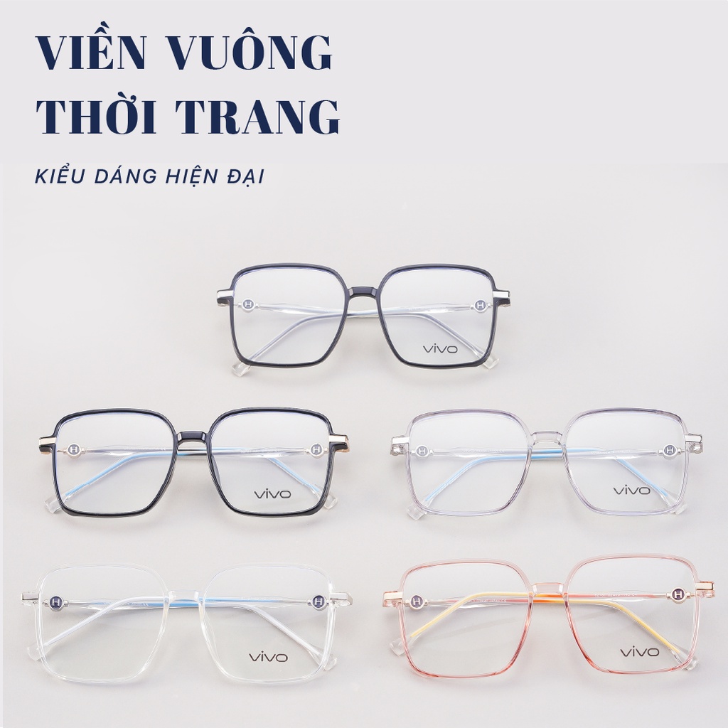 Gọng kính cận Vuông to LB Luxury Eyewear UV 82 781 Nhựa mềm bền nhẹ - Đen, hồng, cam, trong suốt, xám, tím