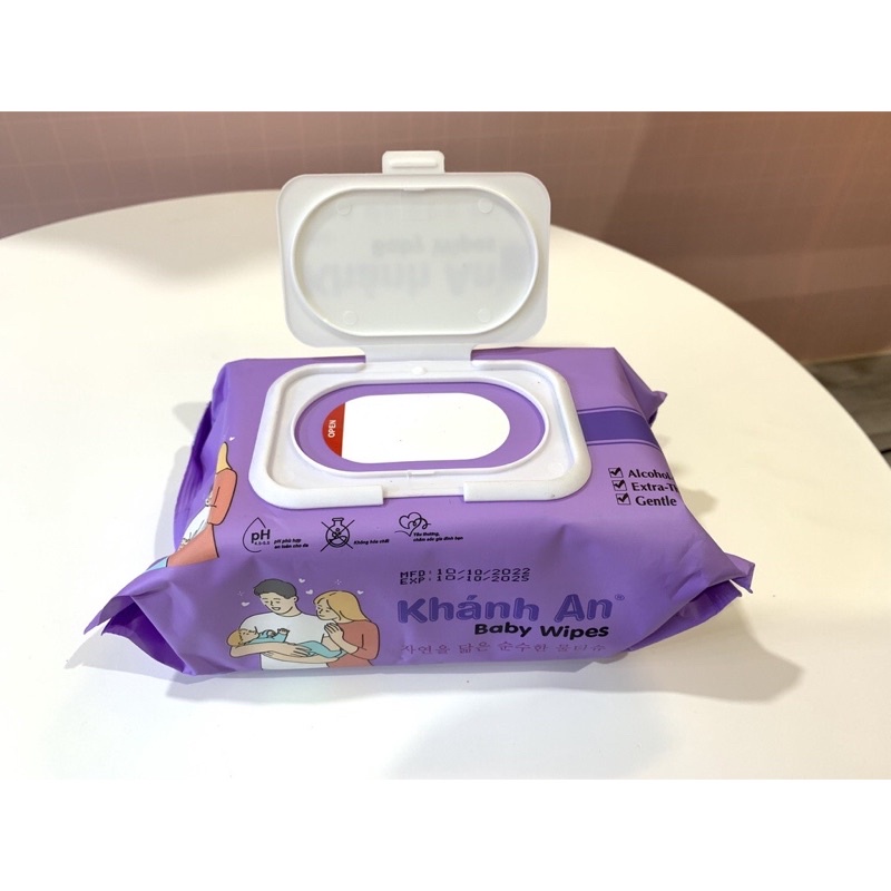 Gói khăn ướt không mùi Khánh An to dày, khăn ướt dùng cho bé date mới, chính hãng