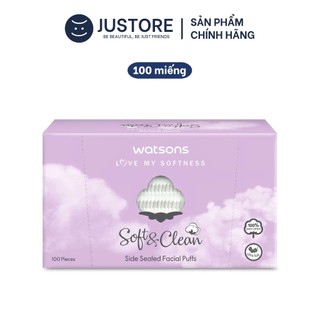 Bông Tẩy Trang Watsons 100 Miếng Love My Softness Soft & Clean Side Sealed Facial Puff