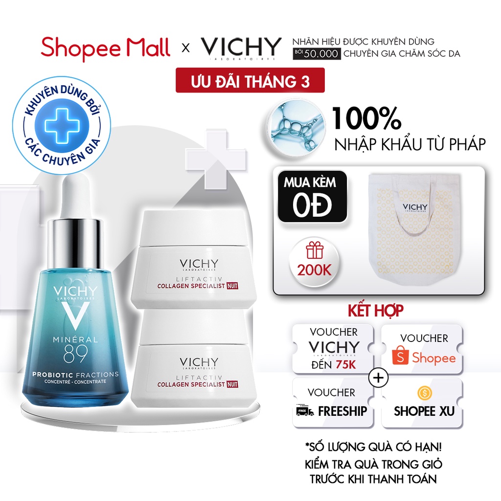 Bộ tinh chất giải cứu da tức thì& ngừa lão hóa Vichy Mineral 89 Probiotic Fractions