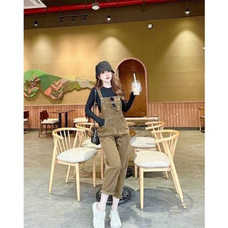 Quần yếm kaki nâu phong cách retro Rossy Fashion - SR150