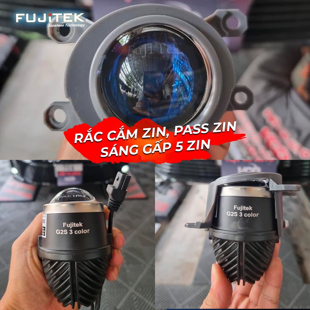 Bi gầm Led 2inch Fujitek G2S Plus, 3 chế độ màu, lúp xanh- hàng chính hãng