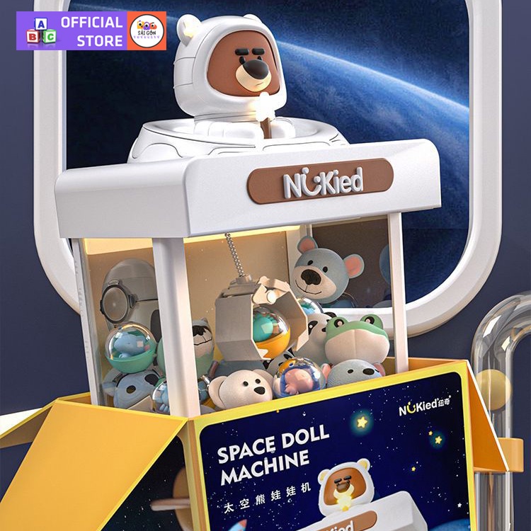 Máy Gắp Thú Mini Gấu Boonie Phi Hành Gia Kích Thước Lớn Có Nhạc, Đèn Kèm Xu Đếm Thời Gian, Có Sẵn Nhiều Thú Bông Cho Trẻ