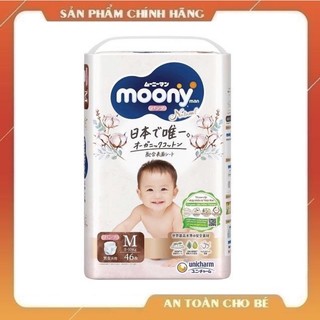Tã/bỉm moony natural nội địa nhật bông organic cộng miếng dán/quần nb63/s58/m46/l38/l36/xl32