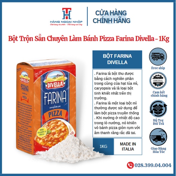 BỘT LÀM BÁNH PIZZA FARINA DIVELLA 1KG CÓ CÔNG THỨC ĐI KÈM [Date 04/2024]