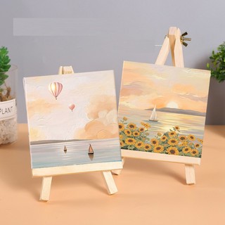 Tranh tô màu theo số Tranh sơn dầu số hoá Tulip và hướng dương 20x20cm có khung