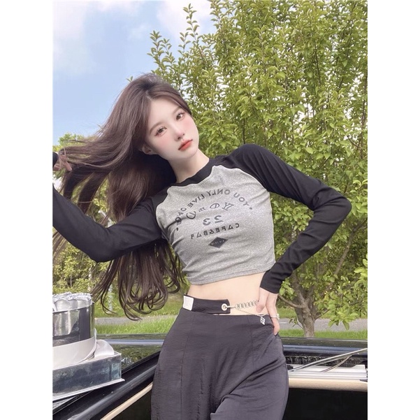 Áo Thun Tay Dài Phối Màu YOLO 23 Năng Động Cá Tính