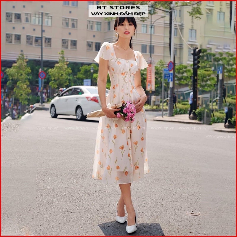 Đầm hoa tylip nàng thơ