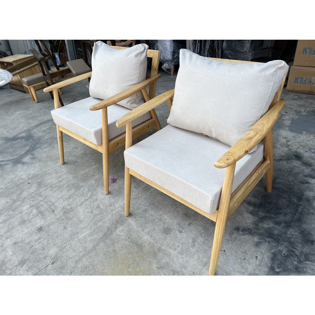 Ghế sofa tay gỗ thư giãn, sofa nail, decor phòng homestay, khách sạn