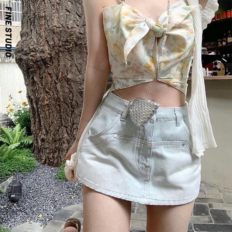 Chân Váy Denim Chữ a Ngắn Chống Lóa Thời Trang Mùa Hè Phong Cách Mới Dễ Phối Đồ Dành Cho Bạn Nữ