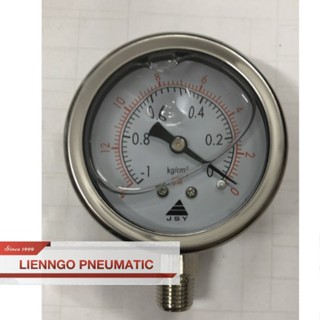 Đồng hồ đo áp suất có dầu inox 5-7-10-15-25...-700kg, đồng hồ hút chân không khí nén