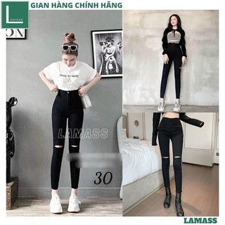 Quần kaki đen dài co giãn nâng mông, Quần tregging nữ cạp cao dài dáng thun ôm bó legging skinny vải giữ nhiệt - LAMASS