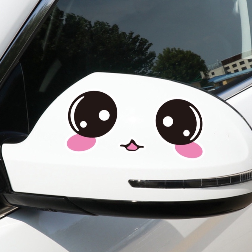 Tem dán gương 3D hình khuôn mặt baby dễ thương trang trí kính chiếu hậu xe hơi ba chiều